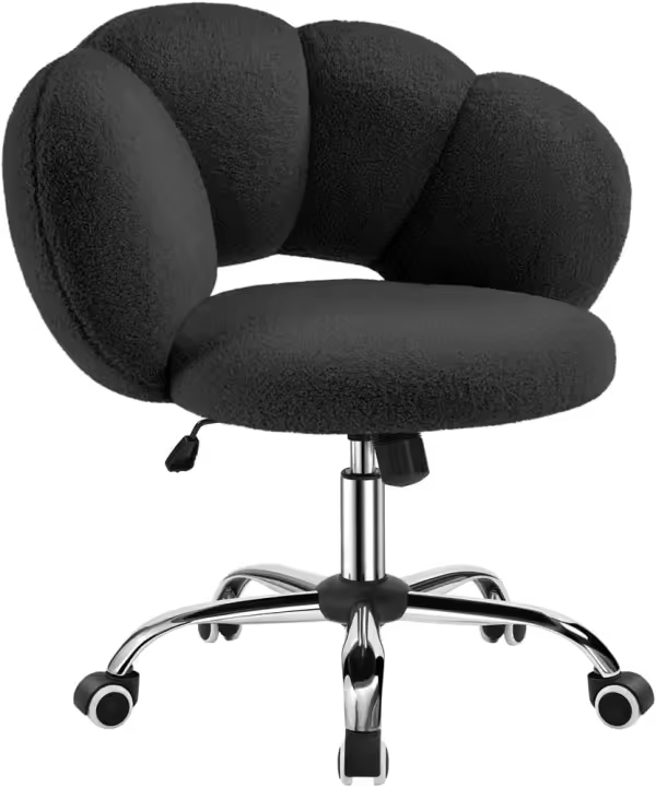 Silla de Escritorio Ergonómica Diseño Nube en Tejido Bouclé Altura Ajustable Ruedas Giratorias - 1