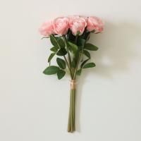 8 cabezas de ramas de rosas artificiales, flores de rosas de simulación realistas hechas a mano, flores falsas de tacto Real, decoración de jardín al aire libre - details 5