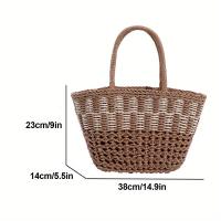 NYXIA Bolso grande de paja tejida para mujer - Bolso elegante informal para playa y vacaciones en beige, ligero y duradero con correa de hombro fija, perfecto para salidas de verano, bolso de playa - details 1