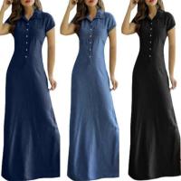 Vestido Largo Elegante Y Elegante Para Mujer Verano 2024 Con Cuello En V Abierta Mediana Talla Vestido De Fiesta Slim Fit - details 1