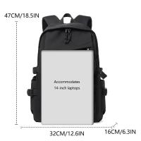 Mochila de lona Unisex para estudiantes, bolso de escuela secundaria, hombro, ordenador portátil, negro, impreso - details 3