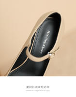 Zapatos de tacón grueso con boca baja y punta cuadrada Xiaoxiangfeng - details 5