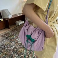Bolso de hombro ligero de moda, bolso cruzado con letras para ir al trabajo, bolso con cordón de Color en contraste de nailon para niñas - details 2