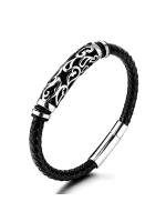 Pulsera De Acero Inoxidable Para Hombres Con Cordón De Cuero Tejido a Mano Joyería Masculina Regalos Estilo Europeo Y Americano - details 9