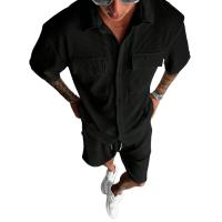 Camisa de manga corta de verano + Pantalones cortos, traje deportivo, camiseta holgada para hombre, cinco pantalones, traje informal de moda para correr, ropa de dos piezas para hombre - details 0