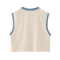 Chaleco Floral bordado Vintage para mujer, chaleco abierto sin mangas, Top corto informal de verano - details 12