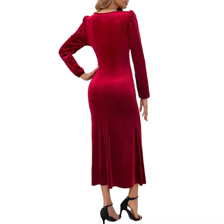 La elegante Velvet profunda V de la mujer baja la cintura y es delgada, tenga cuidado con la parte inferior de la máquina - 1