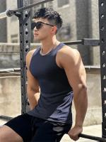 Chaleco elástico a rayas para hombre, camiseta sin mangas de gran tamaño con cuello redondo, camiseta sin mangas para gimnasio, deportes, fitness, correr, entrenamiento, culturismo - details 16