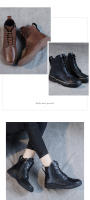 Botas cortas de realce interior de cuero botas de caballero finas de suela gruesa zapatos de mujer versátiles - details 22