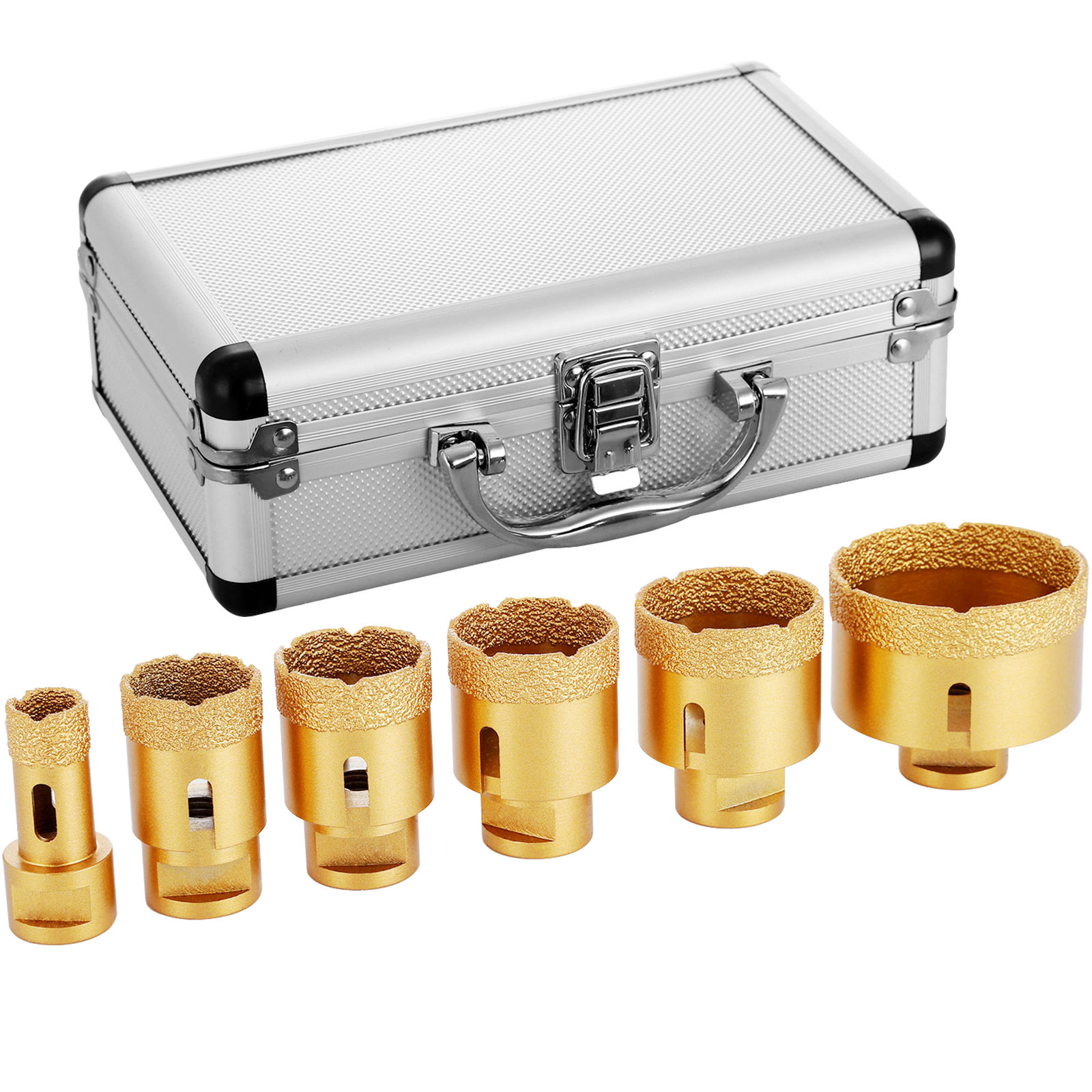 SucceBuy Juego de sierras perforadoras de diamante, 6 piezas, brocas de diamante de 20 mm a 68 mm para baldosas de cerámica y mármol