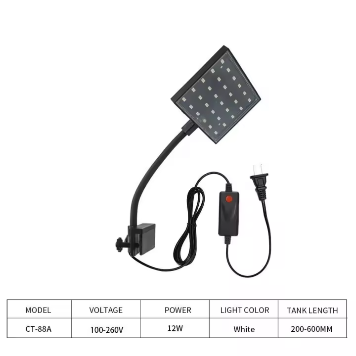 Luz Led de alto brillo para acuario, luz giratoria ajustable para pecera, enchufe estadounidense/europeo, lámpara de cultivo de plantas acuáticas con ahorro de energía, algas - 1