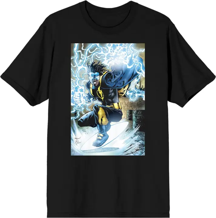 Camiseta negra de la Liga de la justicia para hombre, camiseta de la Virgen Hawkins Static Shock - 1