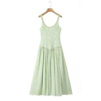 Nueva ropa de mujer europeo y americano diseño francés lado dividido delgado perla decorativa vestido largo - details 1