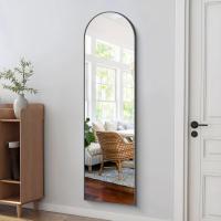 Cuerpo Entero Curvado, Espejos Grandes de Pared con Marco de Aluminio 161 x 52 cm, Espejo de Pie Inclinado o Colgante para Salón, Dormitorio, Entrada, Negro - details 47