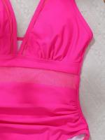 Bañador negro de una pieza para mujer, traje de baño de realce con Control de barriga, Tankini de una pieza - details 33