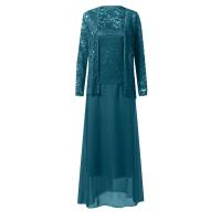 Vestidos largos elegantes para mujer, cárdigan de encaje liso de dos piezas, vestido ceremonial de talla grande para fiesta de gasa, Vestidos para mujer - details 7
