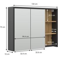Armario con Espejo para baño , Antracita/Blanco, 100 x 75 cm - details 18