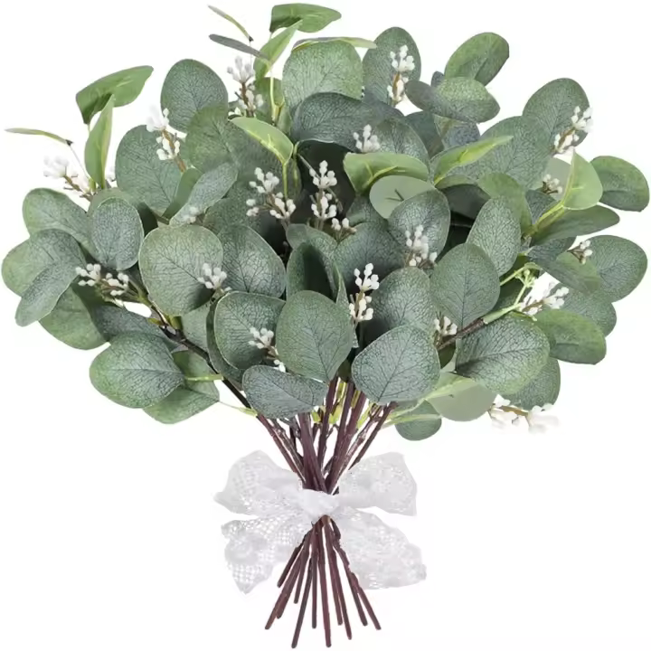 30 Ramas de Eucalipto Artificial Hojas de Eucalipto para Decoración de Hogar, Oficina, Boda (38cm) - 1