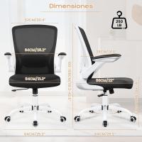 9060 Silla de oficina ergonómica con reposabrazos plegables, silla de ordenador giratoria de malla de 360 ° , gris claro - details 31