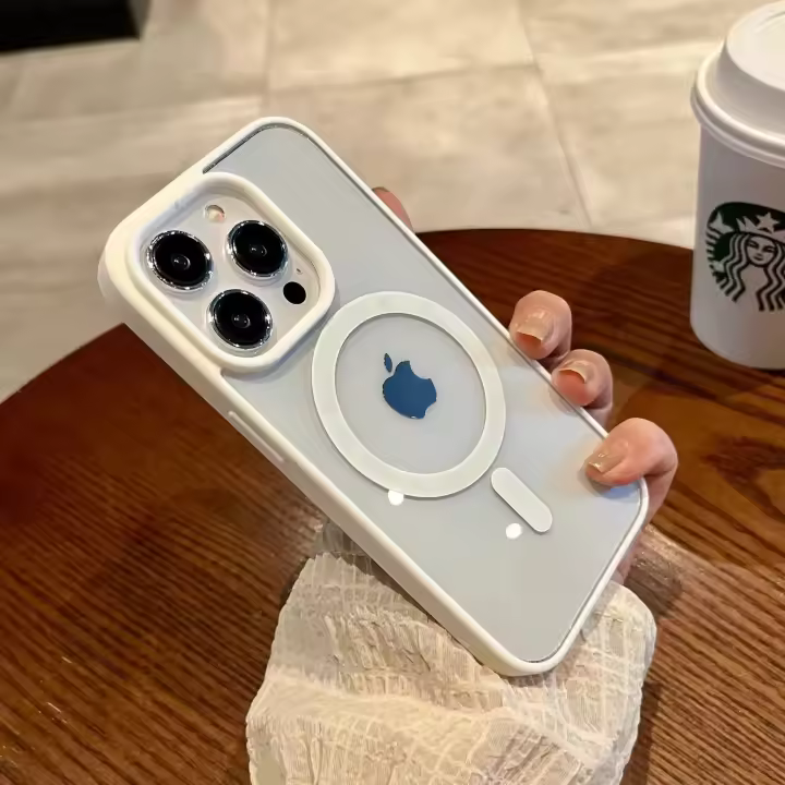 Fundas de lujo transparentes para iPhone 15 14 13 12 Pro Max Plus con carga inalámbrica magnética a prueba de golpes - 1