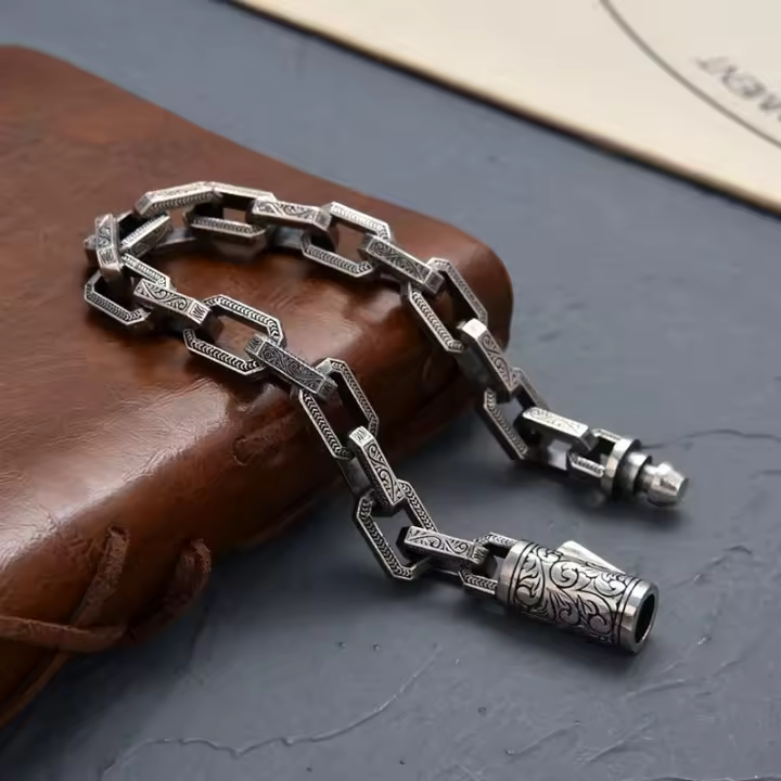 Premium sense ratán estampado pulsera hombre y mujer personalidad tendencia retro minimalista hip-hop nicho dominante pulsera moda de la mano - 1