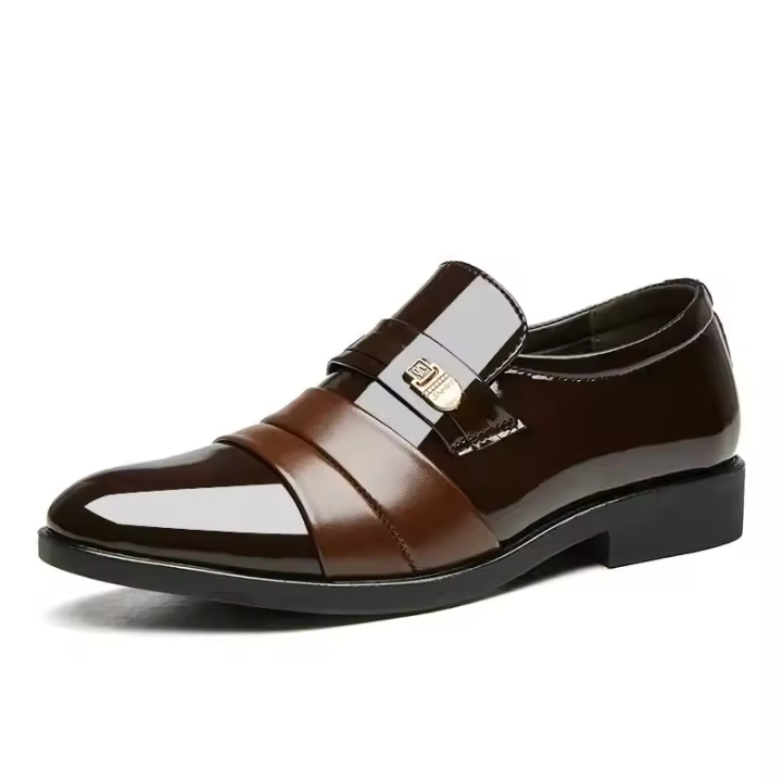 Nuevo Modelo 2025 Zapato Social Para Hombre, Zapatos De Vestir Informales De Charol Para Negocios, Calzado De Traje De Oficina Con Parte Superior Brillante Y Punta Puntiaguda, Tendencia 2024 - 1