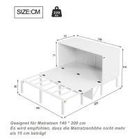Cama de Armario Plegable de Pared 140x200 cm Marco con Escamas Blanco Para Jóvenes Sin Colchón - details 1