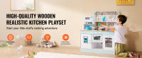 SucceBuy Play Kitchen para niños, juego de cocina de juguete de madera con luces y sonidos. Cocina para niños pequeños con máquina para hacer hielo, horno, fregadero, microondas, refrigerador, utensilios y accesorios para frutas para edades de 3 a 8 años - details 0
