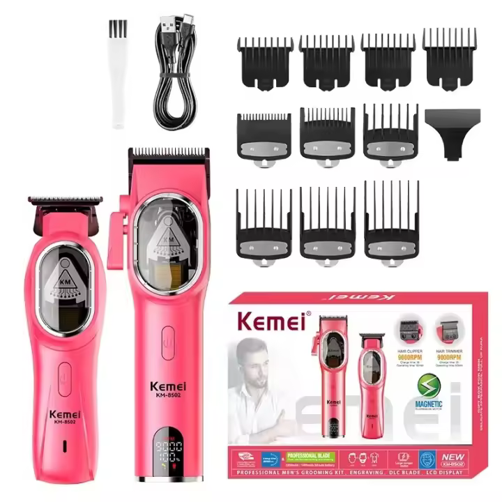 Kemei 8502 cortapelos y recortadoras de peluquero para hombres, cortadora de barba eléctrica inalámbrica profesional, acabado Máquina para cortar cabello - 1