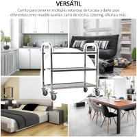 Carrito de Cocina de Acero Inoxidable 2 Banjas y 2 Brazos para Comedor Salón 70,5x40,5x81 cm - details 14