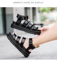 Sandalias de verano para mujer, con hebilla romana, punta abierta, zapatos de playa, suela gruesa, realce de piel auténtica, boca de pez, perezosos, de un solo paso - details 0