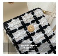 Bolso pequeño de estilo coreano con diseño de nicho para mujer, nuevo bolso para teléfono a cuadros a la moda, bolso cruzado de lana de verano, pequeño bolso cuadrado - details 4