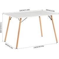 Madera de Haya, para 4 sillas, Mesa de Comedor con Patas de Madera MDF, Color Blanco, 120 x 80 cm (Solo Mesa) - details 4