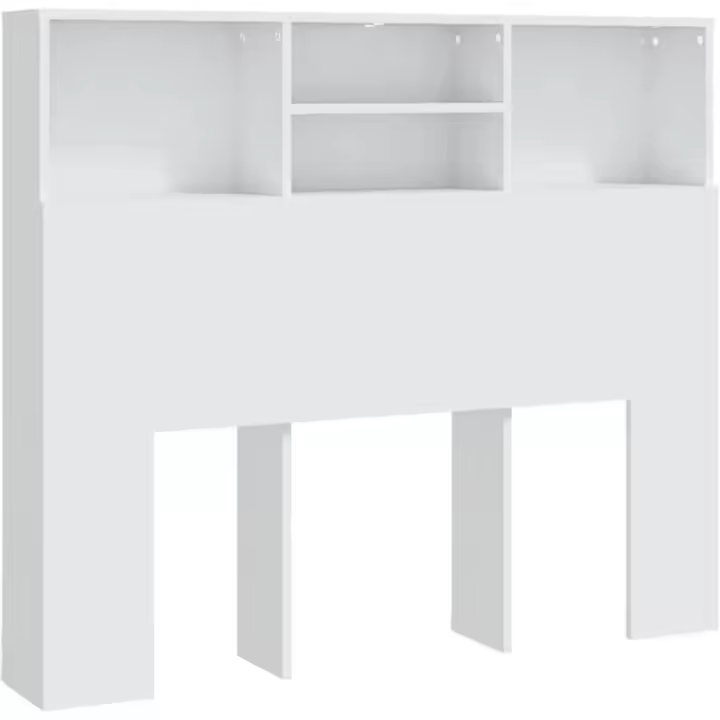 Mueble de Cabeza de Armario de Dormitorio Blanco Estantería de Pared con Almacenamiento - 1