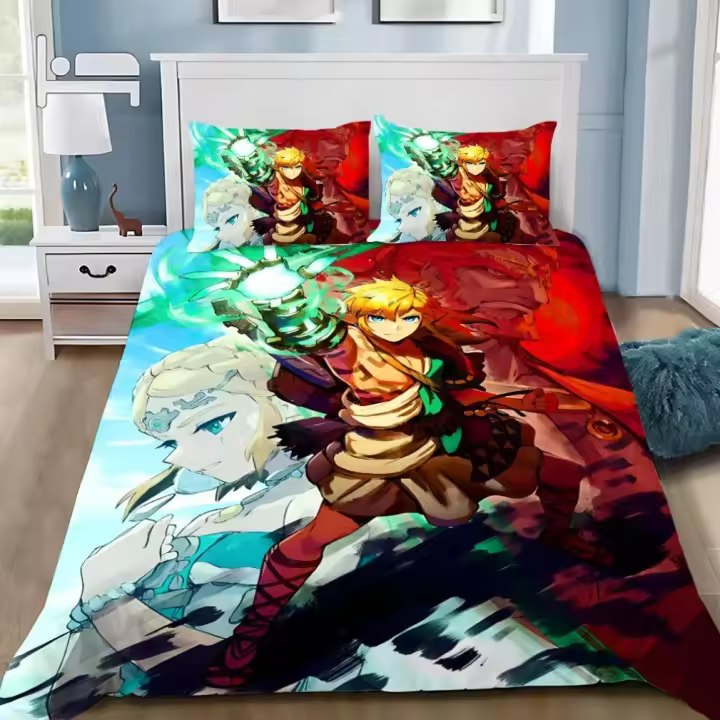 Juego de Ropa de Cama de Zeldas Diseño de Dibujos Animados Tamaño Rey y Reina Material de Poliéster - 1