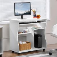 Mesa de Escritorio con Ruedas Escritorio de Oficina Extraíble con Estantería para PC Impresora - details 1