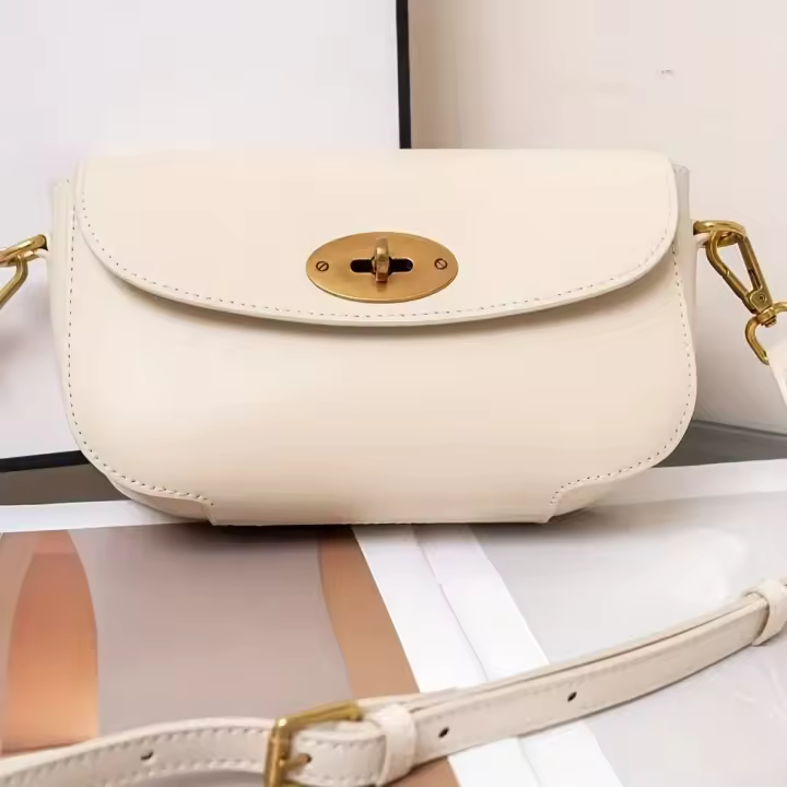 Bolso de mano de cuero genuino de grano superior para mujer - Elegante bolso bandolera pequeño con cierre de cremallera, herrajes en tono dorado, uso diario y formal - Disponible en blanco y negro - Bolso de mujer duradero y fácil de limpiar, bolso de cue - 1