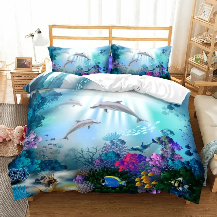 2025 Juego de cama 3D Ocean King Queen, juego de ropa de cama doble, tamaño individual, tamaño individual, niño - 1