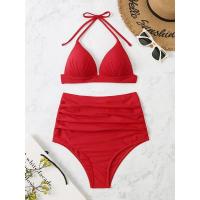 Bikinis triangulares 2025, traje de baño Push Up para mujer, traje de baño sólido Sexy de cintura alta, traje de baño para mujer, ropa de playa de verano - details 5