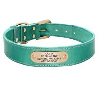 Collar cuero personalizado mascota collares suaves perro etiqueta de identificación grabada para perros grandes Pitubull Pastor - details 6