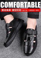 Sandalias de cuero informales formales con suela suave antideslizantes de verano para hombre, zapatos para papá de mediana edad, color negro - details 2