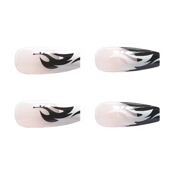 Uñas postizas con llamas impresas, decoración Artificial, cómodas de llevar, manicura para actuaciones en escenario - 1