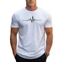 Camiseta de manga corta con cuello redondo para hombre, camiseta deportiva informal ajustada con estampado gráfico creativo de talla grande de verano - details 0
