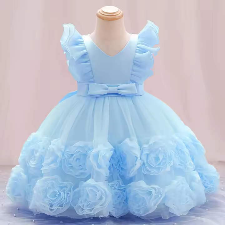 Vestido de verano para niña, de tul, con volantes, estilo princesa, para actuación de piano. - 1