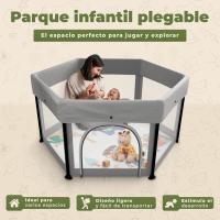 Parque Infantil Bebe Plegable 126x126cm + Alfombra Bebe + 2 Agarraderas – Corralito Bebe con Malla Transpirable sin Montaje – Parque de Juegos Bebe – Cuna Bebe Parque Bebe - details 1