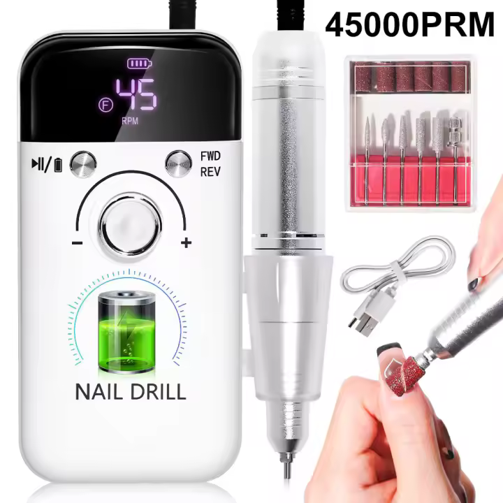 Taladro Eléctrico Recargable para Uñas 45000RPM Removedor de Esmalte de Manicura - 1
