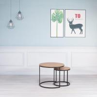 Conjunto de Mesa de Centro Redondo de Madera Tables de Café y Té-Claro - details 36