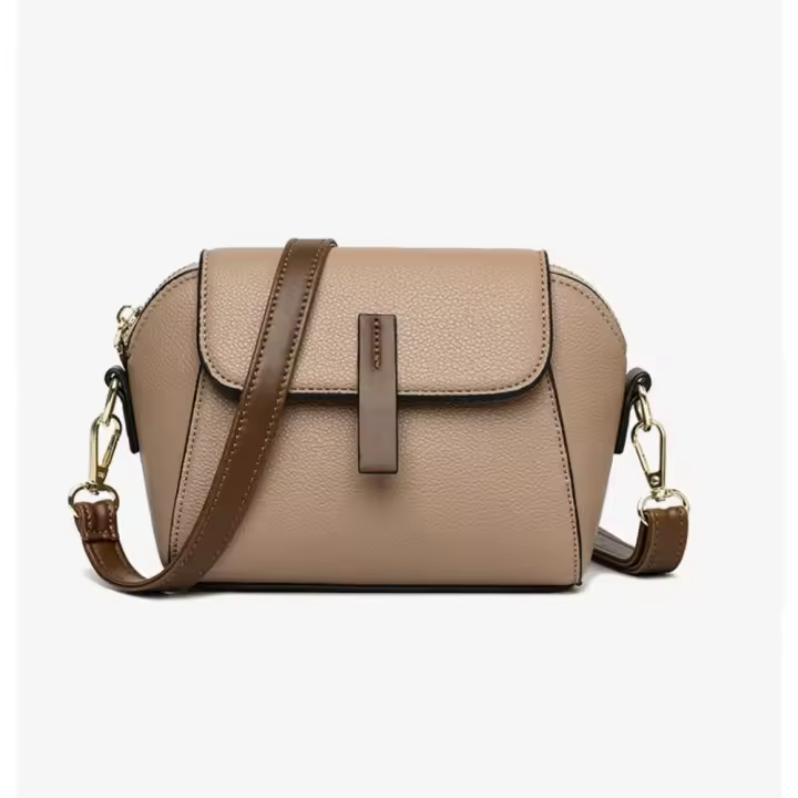 Bolso de mano de cuero de Vaca para Mujer, Bandolera de hombro, color sólido - 1