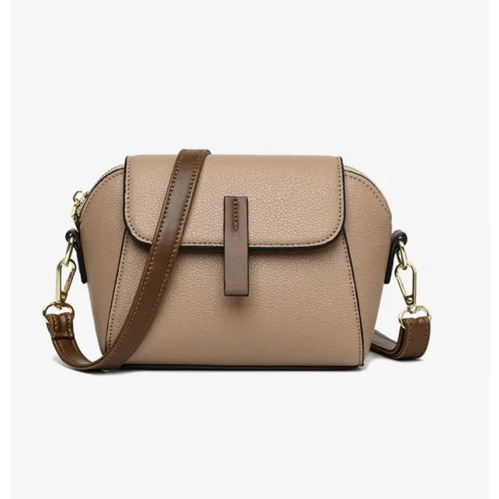 Bolso de mano de cuero de Vaca para Mujer, Bandolera de hombro, color sólido - 1