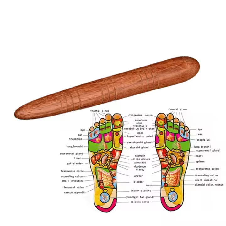 Bastón de Masaje de Pie de Madera Natural Herramienta Relajante para Alivio de Dolor Muscular - 1